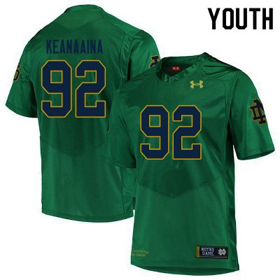Notre Dame Fighting Irish Youth Aidan Keanaaina #92 Green Under Armour Authentic Stitched College NCAA Football Jersey XXO7799QM